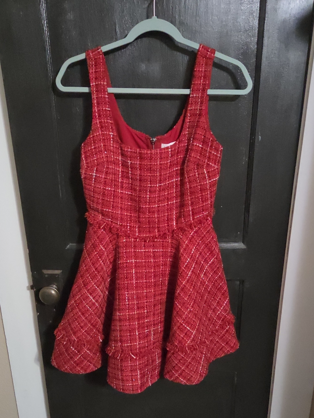 Altar'd State Red Tweed Fit & Flare Mini Dress